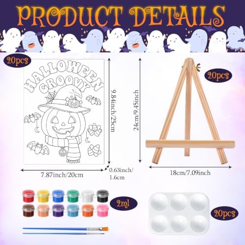 Zhanmai 20 Set Pre Drawn Canvas Painting Kit, Spooky Cute - Image 2