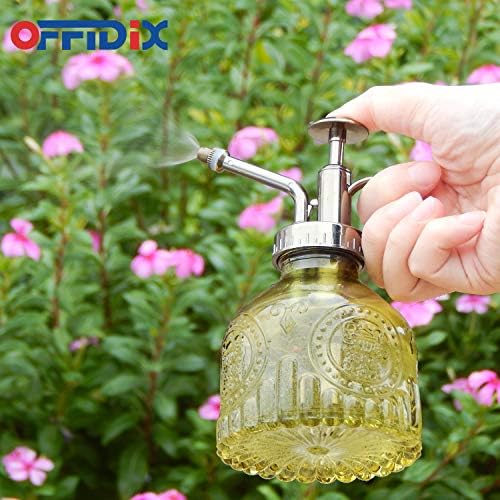 OFFIDIX Plant Mister, Small Watering Can Indoor 6.3" Tall Vintage Plant Spritzer Watering Can, Succulent Watering Bottle with Plastic Top Pump Glass Spray Bottle for Indoor Potted Plants (Olive Green) - Image 6