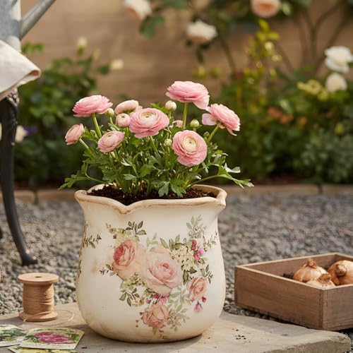 Ceramic Flower Vase, Rustic Farmhouse Vases & Planting Pots with Drainage - Image 2