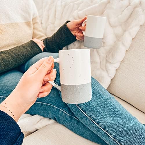 MORA Ceramics 12oz Coffee Mug Set of 4 - Ceramic Tea Cups with Handle - Microwave and Dishwasher Safe, Perfect For Cup or Mug Lovers - Rustic Matte Glaze, Modern Design Mugs - Flint - Image 7