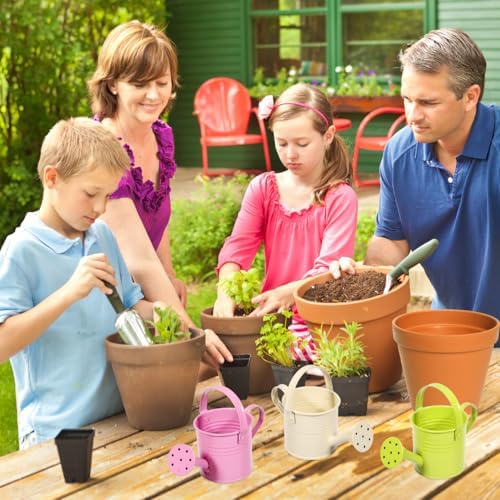 5pcs Mini Metal Watering Cans for Kids Small Galvanized Iron Watering Pot for Indoor Plants Succulents Decorative Vintage Style Flower Waterer for Home Craft Party Favors Housewarming - Image 6