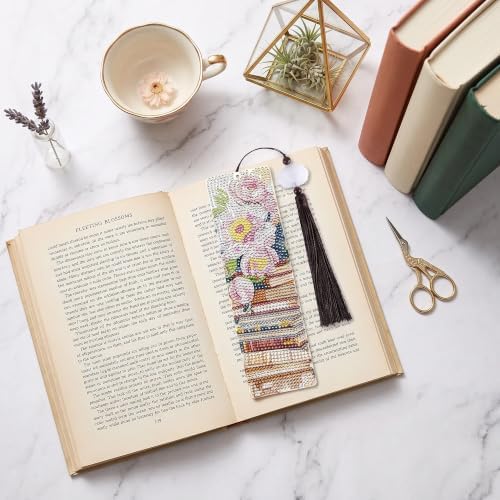 8 Pack Diamond Painting Bookmark of Vintage Floral Book Theme with Tassel - Image 7