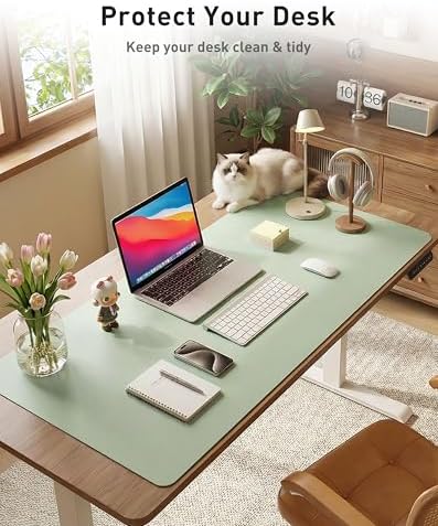 Aothia Faux Leather Desk Mat - Large Mouse Pad, Non-Slip PU Leather Blotter, Waterproof Writing Surface for Office and Home (Aqua, 42" x 17") - Image 3