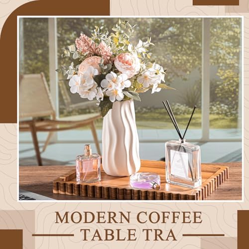Lounsweer Acacia Wood Decorative Tray for Home Decor, 14'' x 10'' Wooden Serving Tray for Coffee Table Centerpiece Dining Kitchen Island Decoration Bathroom Counter Display - Image 6