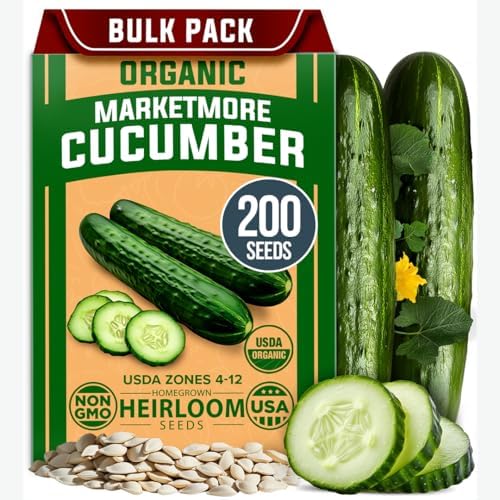 HOME GROWN Organic Marketmore Cucumber Seeds, 200+ Seeds, Cucumis sativus by HOMEGROWN