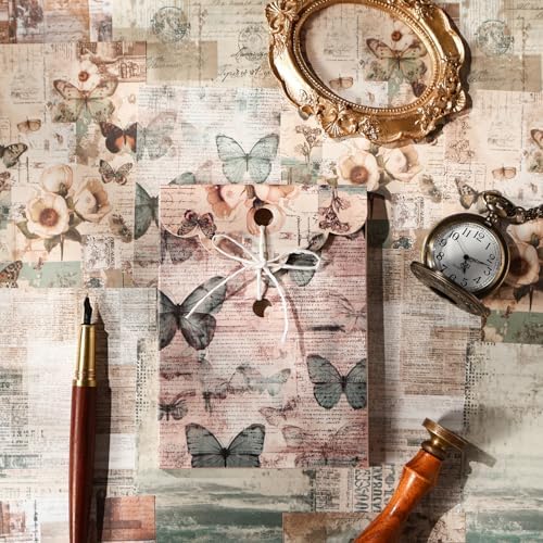 Alideco 180pcs Vintage Forest Garden Butterflies Scrapbooking Paper for Adults Journaling Supplies, Decorative Paper for Junk Journals (shenkeyinji) - Image 6