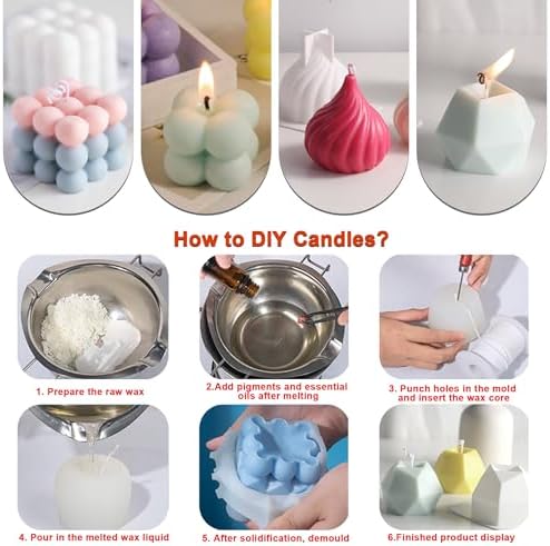 4Pcs Silicone Bubble Candle Molds Set for Making, 3D Cube Mold for Soy Wax, Soap, DIY Scented Candles, Cake - Image 2