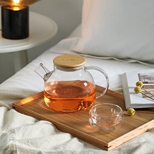CnGlass Glass Teapot Stovetop Safe,30.4oz Clear Tea pot with Removable Filter Spout,Loose Leaf and Blooming Tea Maker - Image 4