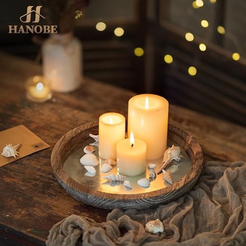 Hanobe Round Wood Candle Holder Trays, Coffee Table Decor for Centerpieces - Image 2