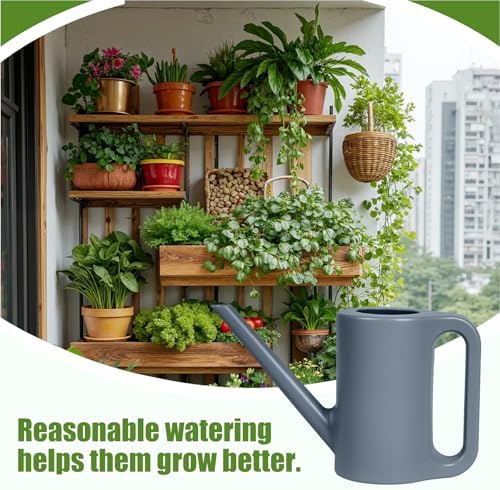 Plastic Watering Can - for Indoor and Outdoor Home Garden Plants - with Long Spout -Emerald Green - 1/4 Gallon - Image 5