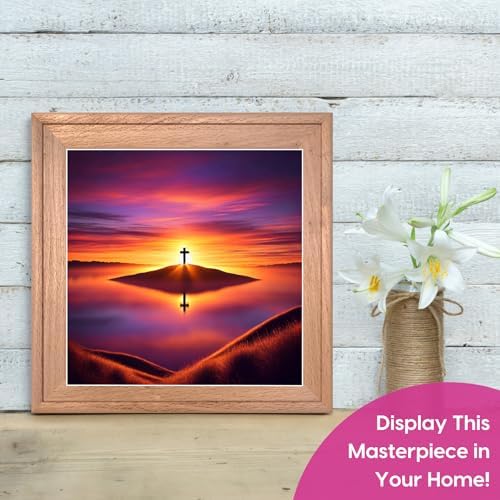 Jesus Diamond Art Kit Sunset Cross 5D Full Round Drill DIY Wall Decor 12x16 - Image 7