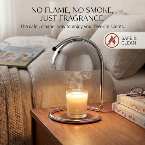 Modern Silver Candle Warmer Lamp Chrome Home Decor - Image 7