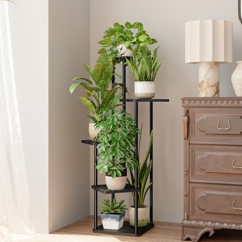 Bamworld Black Plant Stand Indoor 5 tier Corner Plant Shelf - Image 2