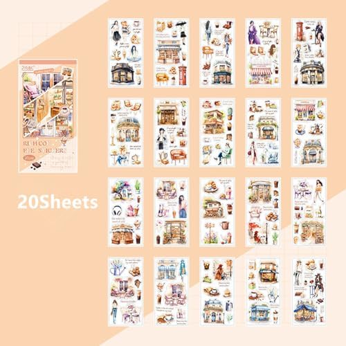 Aesthetic Journaling Sticker Books for Adults - Pre-Cut Scrapbook Stickers Vintage 20 Sheets Junk Journal Supplies Watercolor Scrapbooking Stickers Planner Cottagecore Decorative DIY Arts Craft Making - Image 2