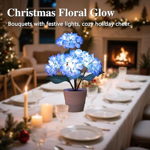 Blue Hydrangea Lamp Decor for Christmas Mother Valentines Day Birthday - Image 4