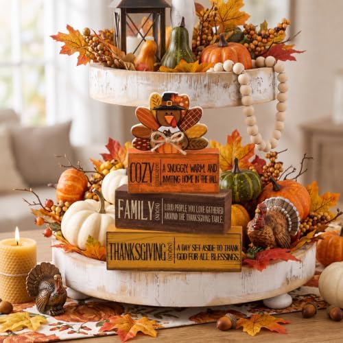 Moucuny 4 Pcs Thanksgiving Turkey Decor for Home Cozy Fall Table Decoration - Image 3