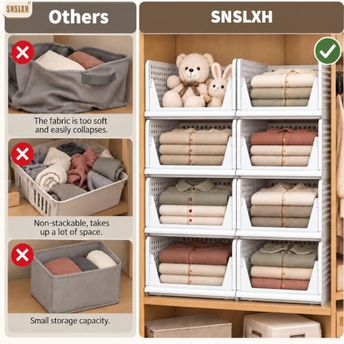 SNSLXH Closet Organizers and Storage, 5 Pack Stackable Closet Bins - Image 4