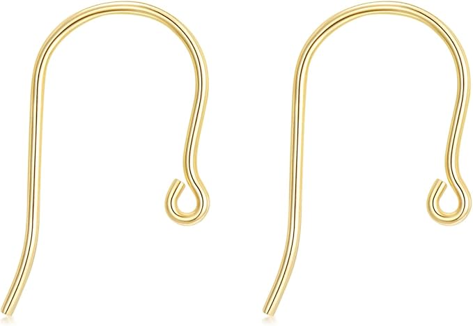 14K Real Gold Earring Hooks for Jewelry Making Fish Hooks 14K Yellow Gold Earring Findings for Earrings Jewelry Making(Style 5)