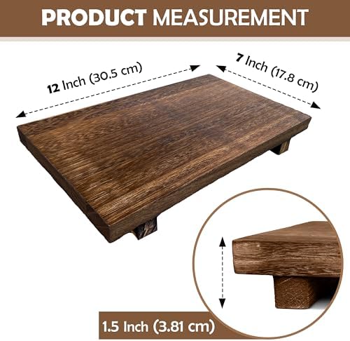 Rustic Pedestal Stand - Handmade Small Wood Tray - Soap Tray for Kitchen Sink, Bathroom (Brown, 12 x 7 x 1.5 Inch) - Image 2