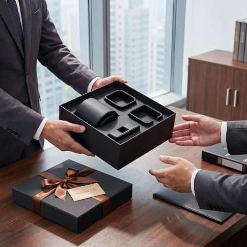 4 Pcs Aesthetic PU Leather Desk Organnizer Set, Black - Image 3
