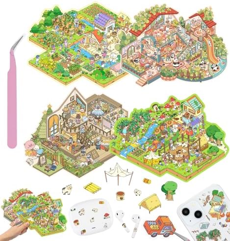4 Sets DIY 3D House Stickers, Large Size Fun DIY Stickers Scene by pindda