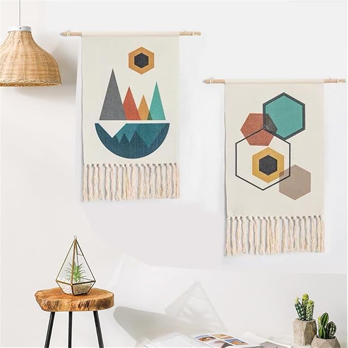 BMIDRUT Macrame Woven Wall Hanging Tapestry Home Decor Boho Bohemian Wall Art for Home Apartment Dorm Room Backdrop 20x35 Inch