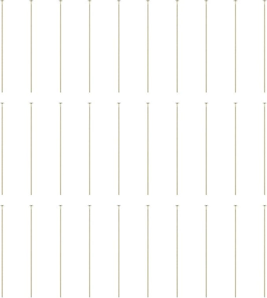 HARFINGTON 100pcs Flat Head Pins 1.97" 50mm Needles Bulk for Earring Pendant Necklace Bracelet Charm Jewelry Making Findings DIY Craft, 14K Gold