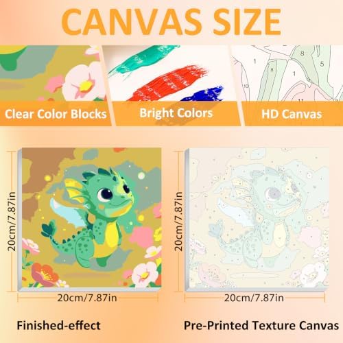 Mandun Dragon Paint by Numbers Kit for Kids, 8x8 inch - Image 3