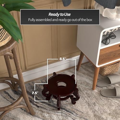 Red Lantern Rosewood Fishbowl Stand - Size 8.5 in. Base Diameter - Image 4