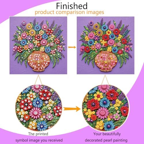 Framed Button Art Kit 11.8" DIY Mosaic Craft for Adults(Purple Vase) - Image 2