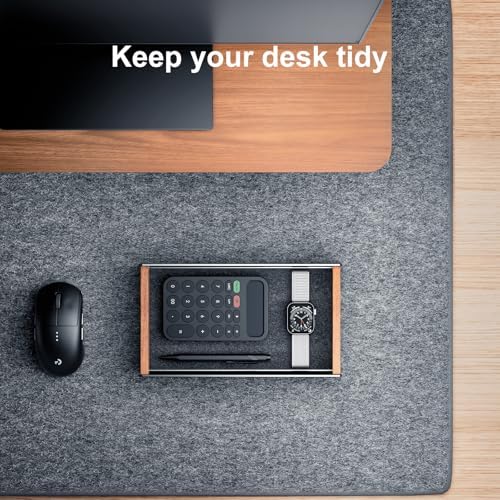 UPERGO Walnut & Aluminum Desk Drawer Organizer, Valet Tray Catchall for Men - Image 3