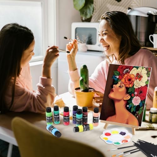 Ctosree 12 Set Paint and Sip Kit for Adults 8"x 10" Pre Drawn Canvas for Painting DlY Acrylic Paint Set with Brushes, 24 Colors(60ml, 2oz) for Date Night Party Supplies - Image 5