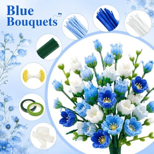 COSILY 400Pcs Pipe Cleaner Flower Kit with Photo Frame, Pipe Cleaners Craft, Chenille Stems Bouquet Making Set for DIY Floral Art, Creative Handmade Art Crafts Gifts for Kids and Adults - Image 5