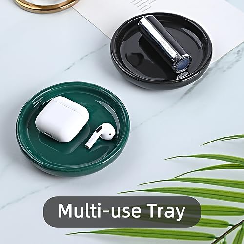 Round Self Draining Soap Dish, Small Ceramic Tray, Keep Soap Dry(Black) - Image 3
