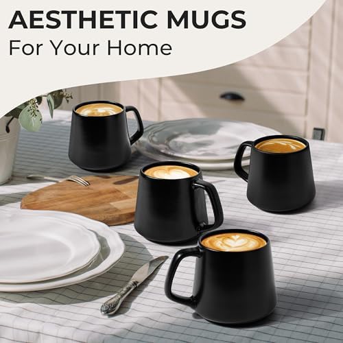 MIAMIO - Coffee Mugs Set of 4, Ceramic Mug (14oz) - Luxe (Black) - Image 3