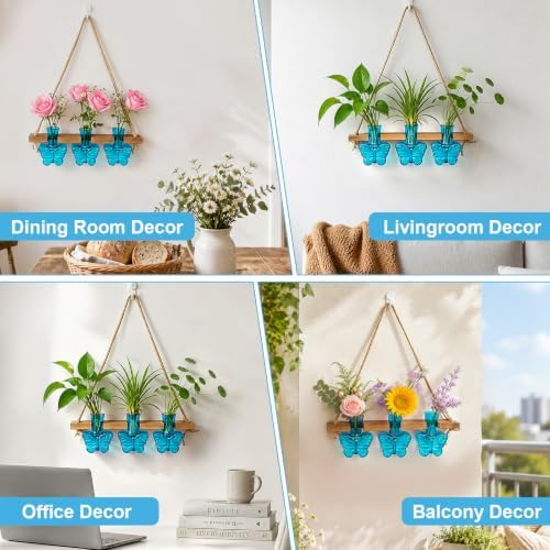 XXXFLOWER Plant Propagation Station Wall Hanging Butterfly Shaped Vase Blue - Image 6
