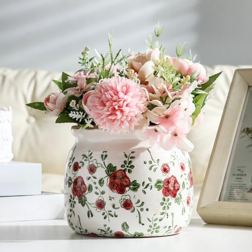 Vintage Planter Large Ceramic Plants Pot Red Plum Pot - Image 5