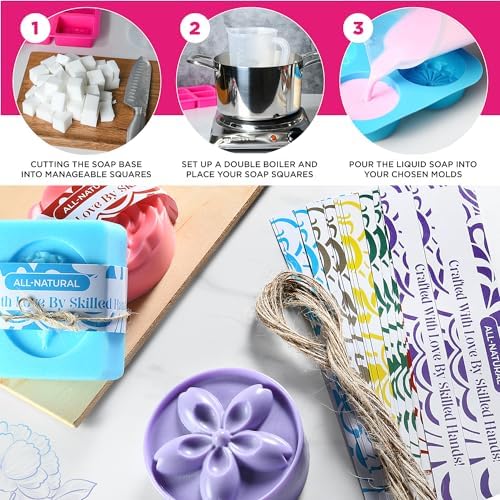 Soap Making Kit with Melt & Pour Base, Cutting Box, Molds, Fragrances - for Adults & Kids by Prime Creations. - Image 3