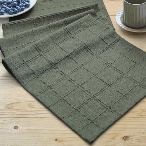 ZeeMart Linen Checked Farmhouse Table Runner, 13x60 Inches Army Green by ZEEMARTONLINE