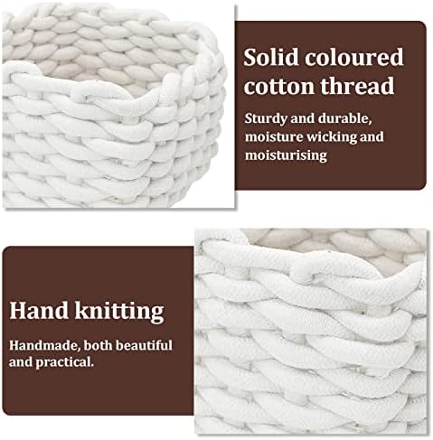 Small Storage Decorative Basket, Cotton Rope Woven Shelf Basket for Little Items, Cute Box Organizer for Baby Room, Nursery, Bedroom - Image 3