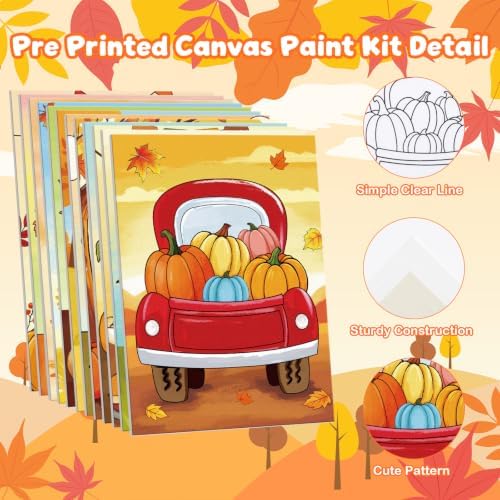 Louise Maelys 12 Pack 5x7 Inch Fall Pre Drawn Canvas to Paint for Kids Art - Image 4