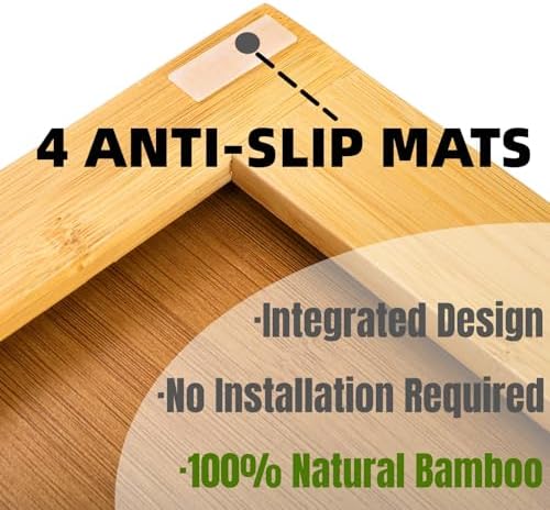 Hiceeden 2 Tier Bamboo Desktop Organizer, Desk Monitor Stand Riser with 1 Drawer and 2 Pen Holder, 2 Compartment Computer Desk Storage Organizer for Laptop, Printer - Image 3