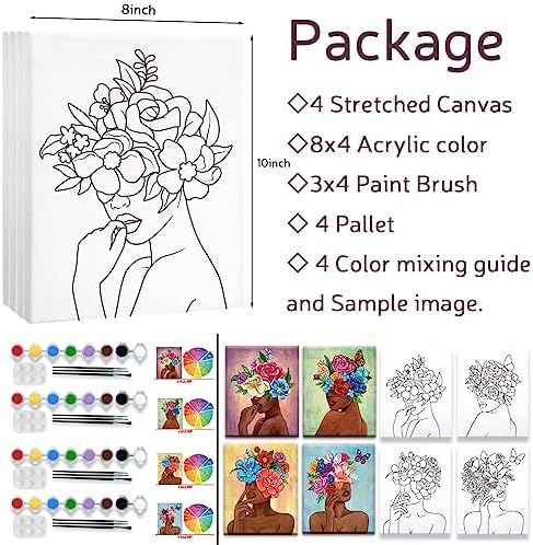 VALLSIP 4 Pack Paint and Sip Kit for Adults Flower Woman Girls Night Party - Image 4