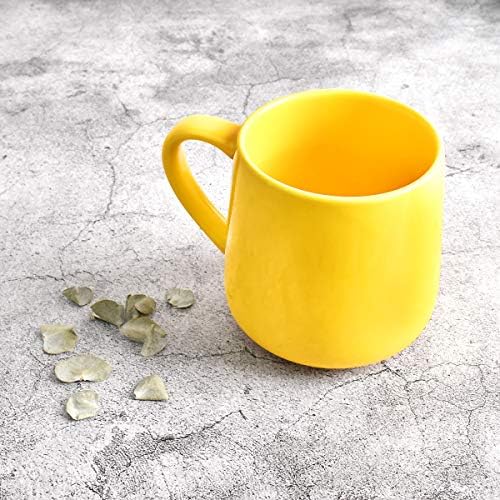 Bosmarlin Large Glossy Ceramic Coffee Mug, Yellow Tea Cup for Office and Home, 18 oz, Suitable for Dishwasher and Microwave, 1 Pack (Yellow) - Image 2