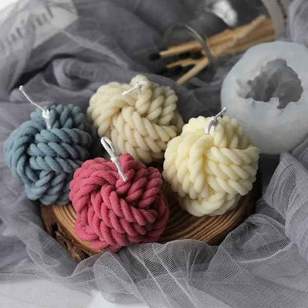 Candle Molds - Silicone Mold for Candles Making, DIY 3D Moulds for Soy Wax, Beeswax, Scented Candle, Valentine's Day Gifts (Knitted Ball) - Image 2