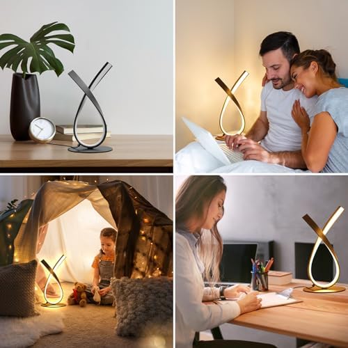 NUÜR Black Spiral LED Table Lamp, Stepless Dimmable Bedside Lamp - Image 4