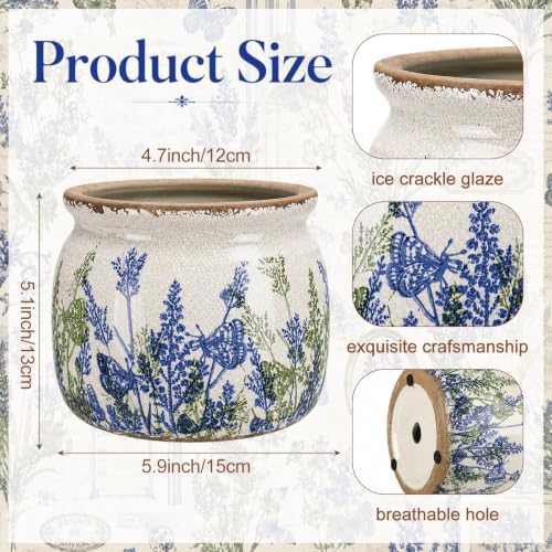 Vintage Planter for Indoor Plant, Ceramic Pot with Drainage Hole - Image 2