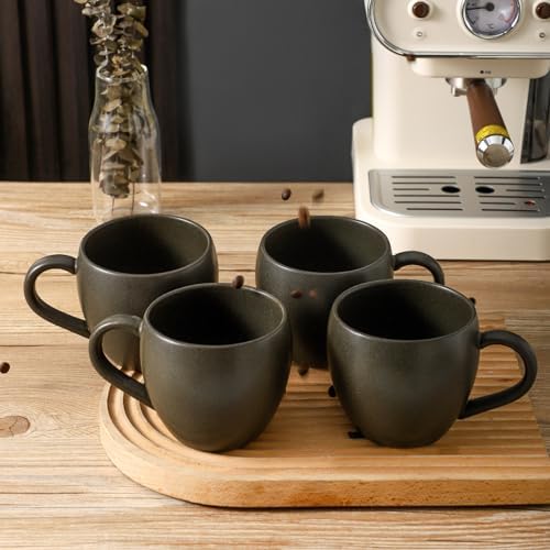 Coffee Mugs Set of 4, Black 16 oz Coffee Mugs for Latte Cappuccino Cocoa and Tea, Ceramic Coffee Cups With Handle,Stoneware Mugs for Housewarming Gifts, Microwave＆Dishwasher Safe - Image 6