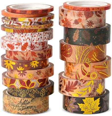Mr. Pen- Washi Tape Set, 21 Rolls, Assorted Sizes, Autumn Leaves by MrPen