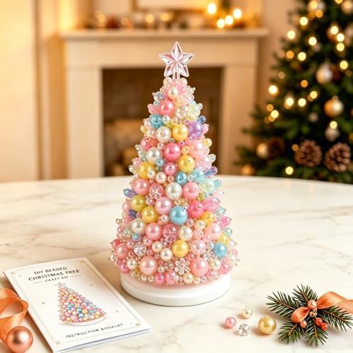 Craft Kits for Adults DIY Beaded Christmas Tree Indoor Desk Decorations Kit by CLNXMT